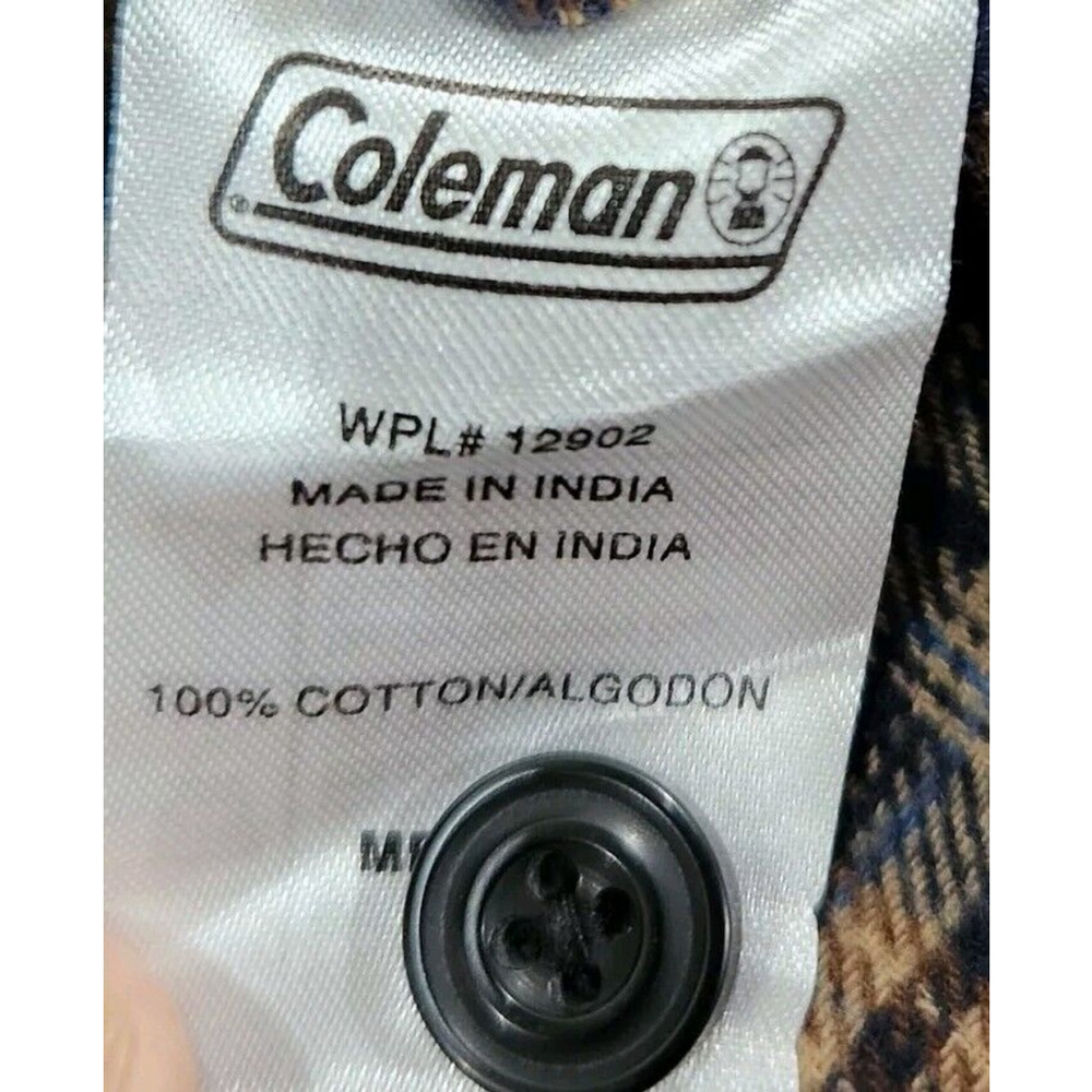 Coleman Mens Shirt Button Down Flannel XL Long Sleeves Plaid Pockets Logo - Picture 10 of 10